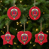 Rose Modern Tartan Crest Christmas Ceramic Ornament
